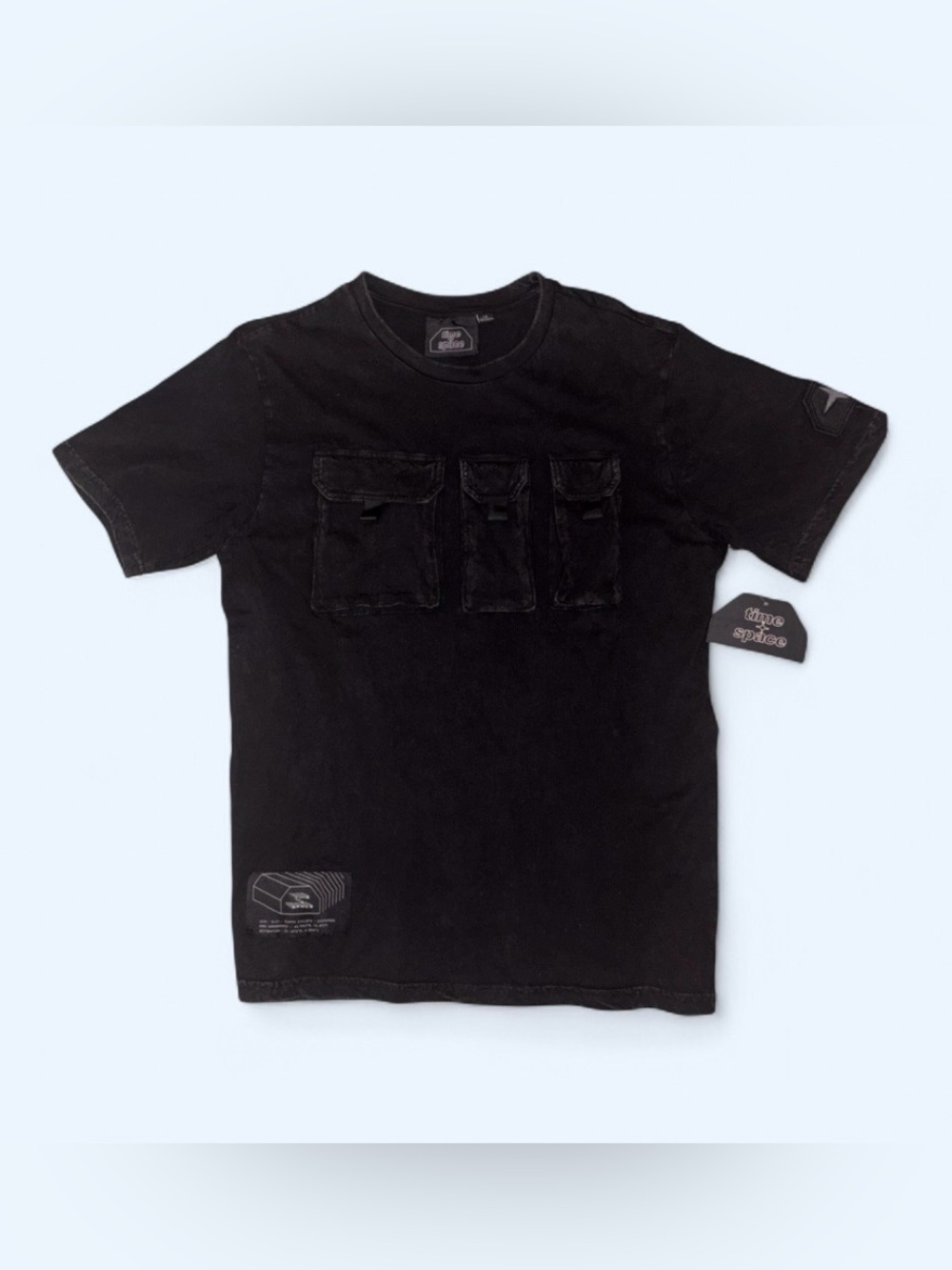 Time + Space NWT Black Utility Pocket T Shirt - Size M